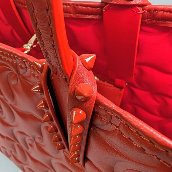 Christian Louboutin Orange Red Hall Logo-Embossed Leather Cabata Tote Bag - Picture 15 of 15